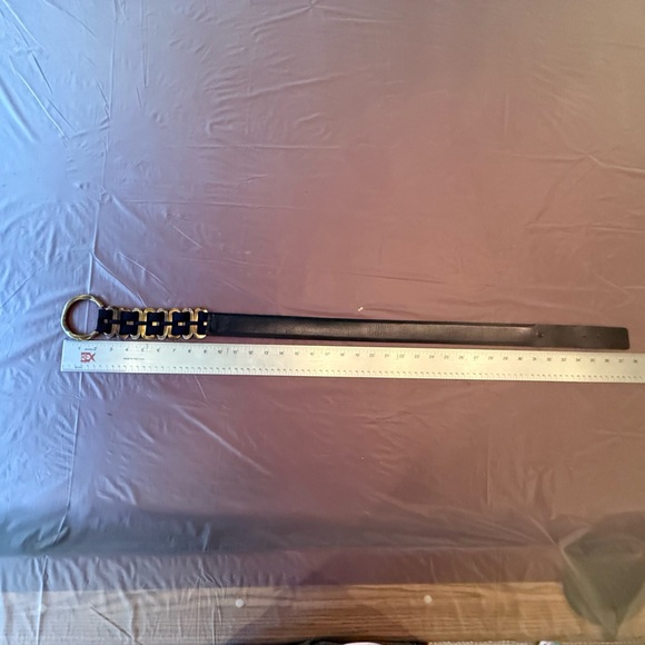 Per Se by Carlisle Black and Gold Women's Chain/Leather 1.5”Belt Large $365 - Picture 9 of 9
